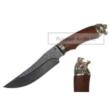 Нож Егерь-4 (дамасская сталь - ручная ковка), голова тигра