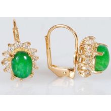 Серьги с хризопразом "Малый овал в цирконах"