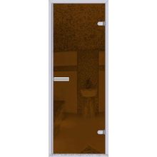 Дверь серия Хамам "Акма" стекло бронза (универсальная с порогом) коробка алюминий под проем 700mm x 1900 mm