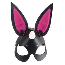 Sitabella Черная маска  Зайка  с розовыми меховыми вставками