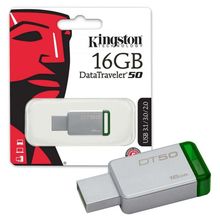 Флешка KINGSTON USB 3.1 3.0 2.0  16GB  DataTraveler  DT50 металл с зеленым BL1