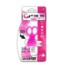 Dream Toys Розовый вибростимулятор с петлями для пальцев SEE YOU FINGERING PINK (розовый)