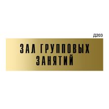 Информационная табличка «Зал групповых занятий» прямоугольная Д203(300х100 мм)