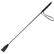 Чёрный стек с кожаной ручкой - 58 см. Черный