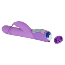 Фиолетовый вибратор Push Vibrator с возвратно-поступательными движениями - 25 см.