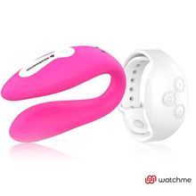 DreamLove Розовый вибратор для пар с белым пультом-часами Weatwatch Dual Pleasure Vibe (розовый)