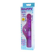 Фиолетовый хай-тек вибратор Happy Bunny - 22,5 см. (67209)