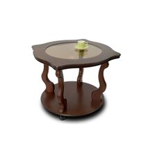 Мебелик Стол журнальный Берже 4С со стеклом (на колесах) темнокоричневый