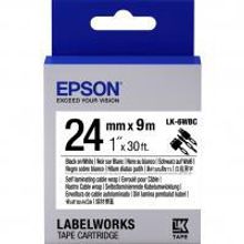 EPSON LK-6WBC картридж с лентой шириной 24 мм, чёрный шрифт на белом фоне