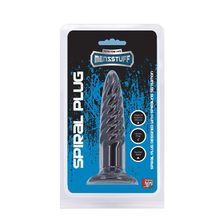 Анальная пробка со спиралевидным рельефом MENZSTUFF SPIRAL PLUG BLACK - 11,5 см.