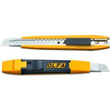 Нож OLFA"STANDARD MODELS"AUTO LOCK для резки бумаги,картона,обоев,со встроен съемным контейнером для отраб лезвий,9мм