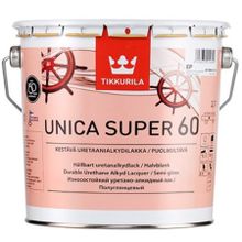 ТИККУРИЛА Уника Супер 60 лак полуглянцевый (2,7л)   TIKKURILA Unica Super 60 лак по дереву полуглянцевый (2,7л)