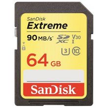 Флеш карта SanDisk Extreme SDXC UHS Class 3 V30 90MB s 64GB (SDSDXVE-064G-GNCIN)
