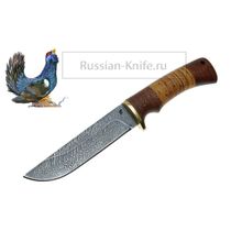 Нож Глухарь (дамасская сталь), береста