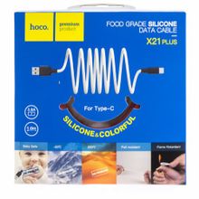 Data кабель USB HOCO X21+ USB Type C, 1 метр, красно-черный