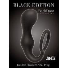 Чёрное эрекционное кольцо с анальной пробкой Double Pleasure Anal Plug Черный