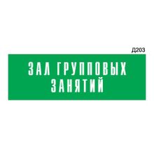 Информационная табличка «Зал групповых занятий» прямоугольная Д203(300х100 мм)