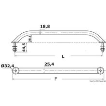 Osculati Oval pipe handrail AISI316 external screws 305 mm, 41.910.12