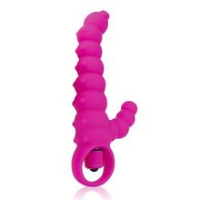 Bior toys Розовый силиконовый рельефный вибромассажер - 11,5 см.