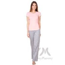 Пижама для беременных и кормящих, цвет светло-розовый  серый с котиками