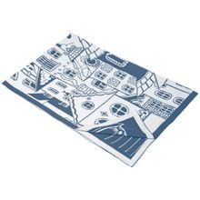 Плед двухсторонний Город, синий (индиго) с белым
