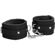 Черные наручники Plush Leather Hand Cuffs