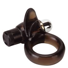 Дымчатое эрекционное кольцо VIBRO RING CLITORAL TONGUE BLACK дымчатый
