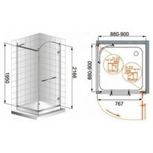 Душевой уголок Cezares Retro A1 (90x90) (правый) прозрачное стекло с матовым узором (хром)