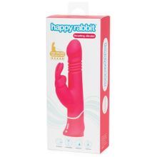 Розовый вибратор Thrusting Realistic Rechargeable Rabbit Vibrator с имитацией толчков - 22,8 см. Розовый