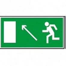 Знак безопасности NPU-1510.E06 Напр. к эвакуационному выходу налево вверх |  код. a10875 |  белый Свет