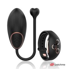 DreamLove Черно-золотистое виброяйцо с пультом-часами Anne s Desire Vibro Egg Wireless Watchme (черный с золотистым)