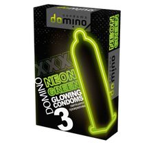 Domino Презервативы DOMINO Neon Green со светящимся в темноте кончиком - 3 шт.