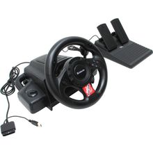 Руль Defender Forsage Drift(Vibr,рулевое колесо,педали,рычаг перекл.скор.,4поз..перекл.,12кн.,USB,PS2 PS3)  64370