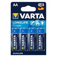 Батарейка AA VARTA LR6 4BL LONGLIFE Power, щелочная, 4 шт, в блистере (4906)