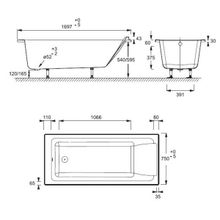 Акриловая ванна Jacob Delafon Sofa (E60515RU) 170x75