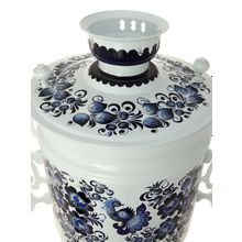 Комплект "Гжель": самовар электрический 45 литров с автоматическим отключением и заварочный чайник, арт. 110919