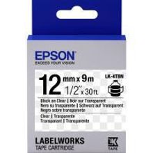 EPSON LK-4TBN картридж с лентой 12 мм, чёрный шрифт на прозрачном фоне