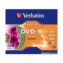 Диск DVD-R 4.7Gb Verbatim 16х  Slim Color  LIGHTSCRIBE (43674)