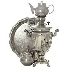 Набор самовар электрический 3 литра никелированный конус с автоотключением "Серебро", арт. 110332к