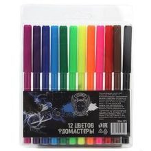 Спидвей Фломастеры, 12 цветов, с цветным вентилируемым колпачком, в ПВХ пенале с подвесом 12 цветов