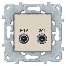 Розетка TV-FM-SAT UNICA NEW, проходная, бежевый |  код. NU545644 |  Schneider Electric