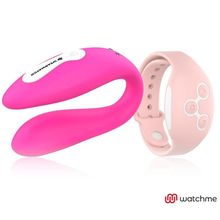 DreamLove Розовый вибратор для пар с нежно-розовым пультом-часами Weatwatch Dual Pleasure Vibe (розовый)