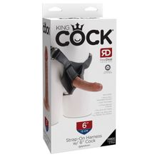 Кофейный страпон Strap-on Harness Cock - 15,2 см.