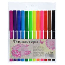 Джуниор гарден Фломастеры, 12 цветов, с цветным вентилируемым колпачком, в ПВХ пенале с подвесом 12 цветов