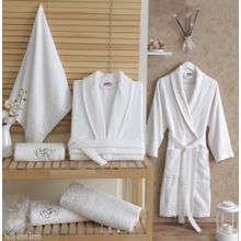 Махровый халат женский, "NELLY", размер L, кремовый, 60% Бамбук 40% Хлопок