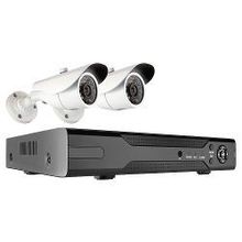 комплект видеонаблюдения видеозаписи GiNZZU HK-421D, 4-канальный 1080N гибридный видеорегистратор (HDMI VGA выход, 4 входа видео аудио),2 уличные AHD камеры 1.0Mp