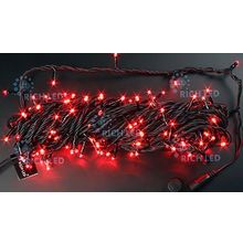 Rich LED RL-T20C2-B R Уличная светодиодная гирлянда Нить 20 м, красный, 8 режимов, провод черный