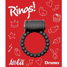 Lola toys Чёрное эрекционное кольцо Rings Drums (черный)