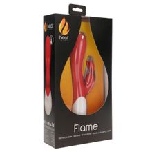 Красный вибратор-кролик Flame с функцией нагрева - 20 см.