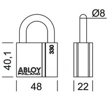 Abloy Замок навесной средней прочности Abloy PL330 дужка 50мм